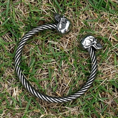 Imagem do Bracelete Masculino Aço Inoxidável Caveira Dupla