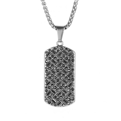 COLAR MASCULINO TAG CRAVEJADA EM ZIRCÔNIA E AÇO INOX - loja online