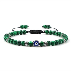 Pulseira Masculina Olho Grego de Pedra Natural 4mm na internet