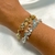 Pulseira delicada flores e ponto de luz 18cm banhado a prata - comprar online