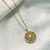 Colar pingente mandala Árvore da Vida base e lateral cravejada cristal 2cm banhado a Ouro 18k
