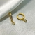 Brinco de argola click cravejada cristal pingente ponto de luz 6mm banhado a ouro 18k