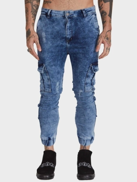 Calça Jeans Jogger Cargo