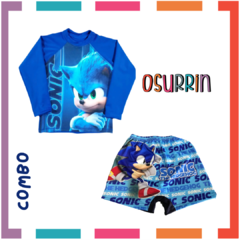 Combo Remera de agua + Short de baño. Zunga. Salida de Baño Sonic