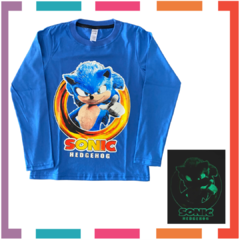 Pijama SONIC estampa GLOW que BRILLA en la oscuridad 100% algodón peinado premium - comprar online