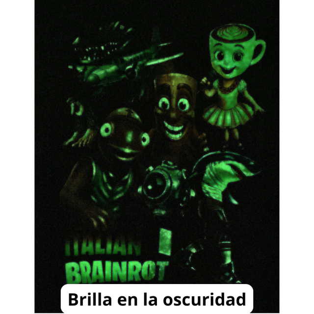 Buzo con capucha BRAINROT tralalero tralala y más con estampa glow brilla en la oscuridad y luz uv – OSURRIN — imagen 3