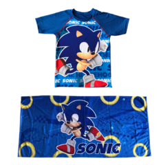 Combo Toalla Toallon + Remera de Agua Sonic - comprar online