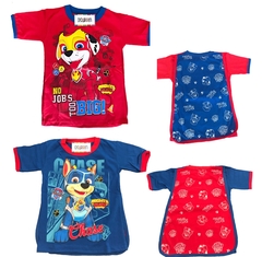 Remeras de algodón con CAPA estampa Patrulla Canina - Paw Patrol - Chase - Marshall