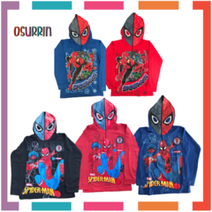 Remera de algodón con máscara y estampa de HOMBRE ARAÑA - SPIDERMAN. T4 al 14.