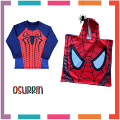 Combo Toalla Toallon + Remera de Agua Hombre Araña