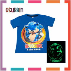 Remera SONIC que BRILLA en la oscuridad 100% algodón peinado premium