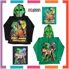 Remera de algodón con máscara y estampa de DINOSAURIO T4 al 14. - tienda online