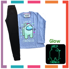 Pijama AMONG US estampa GLOW que BRILLA en la oscuridad 100% algodón peinado premium (copia)