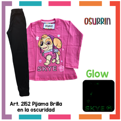 Pijama MARSHALL Patrulla Canina Paw Patrol estampa GLOW que BRILLA en la oscuridad 100% algodón peinado premium - comprar online