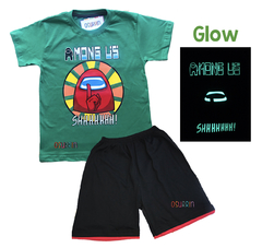 Pijama Verano AMONG US Remera + Short estampa GLOW que BRILLA en la oscuridad 100% algodón peinado premium - comprar online