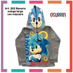 Remera de algodón con máscara y estampa de SONIC. T4 al 14.