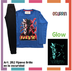 Pijama NARUTO estampa GLOW que BRILLA en la oscuridad 100% algodón peinado premium