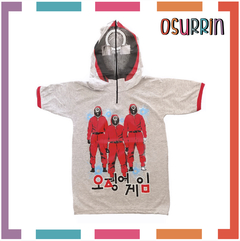 Remera de algodón con máscara EL JUEGO DEL CALAMAR y estampa de Personajes. T4 al 14. - OSURRIN