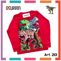 Remera algodón manga larga estampa clásica de personajes: Dinosaurio T Rex en internet