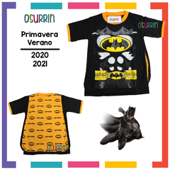 Remeras de algodón con CAPA estampa SUPER HEROES. T4 al 12 - OSURRIN