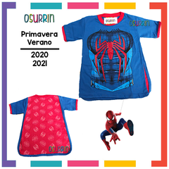 Remeras de algodón con CAPA estampa SUPER HEROES. T4 al 12 - OSURRIN
