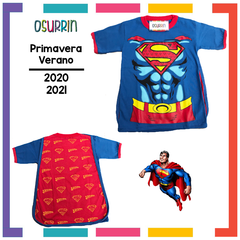Remeras de algodón con CAPA estampa SUPER HEROES. T4 al 12 en internet