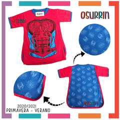 Remeras de algodón con CAPA estampa SUPER HEROES. T4 al 12 - comprar online