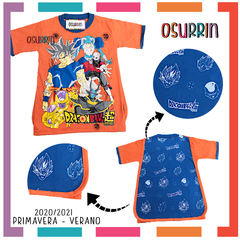 Remeras de algodón DRAGON BALL con CAPA estampa SUPER HEROES. T4 al 12