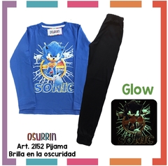 Pijama SONIC estampa GLOW que BRILLA en la oscuridad 100% algodón peinado premium - tienda online