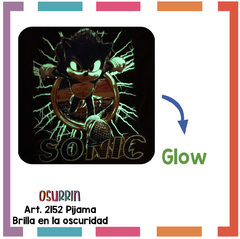 Pijama SONIC estampa GLOW que BRILLA en la oscuridad 100% algodón peinado premium - comprar online