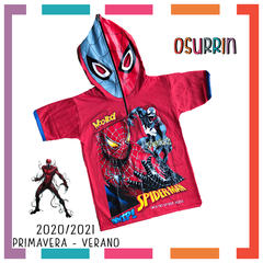 Remera de algodón con máscara HOMBRE ARAÑA y estampa de Personajes. T4 al 14. - tienda online