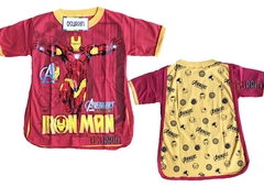 Remeras de algodón IRON MAN con CAPA estampa SUPER HEROES. T4 al 12