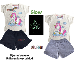 PIJAMA VERANO UNICORNIO REMERA + SHORT ESTAMPA GLOW QUE BRILLA EN LA OSCURIDAD 100% ALGODÓN PEINADO PREMIUM en internet