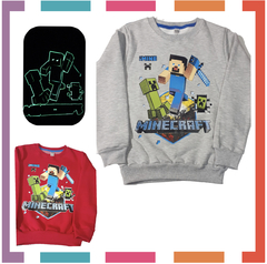 Buzo MINECRAFT Frisa GLOW cuello redondo con estampa que BRILLA EN LA OSCURIDAD. - comprar online