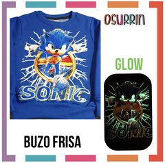 ¡Promo! Buzo SONIC Frisa GLOW cuello redondo con estampa que BRILLA EN LA OSCURIDAD.