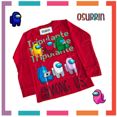 Remera algodón manga larga estampa clásica de personajes: Among Us
