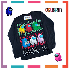Remera algodón manga larga estampa clásica de personajes: Among Us - comprar online