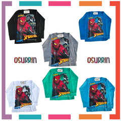 Remera algodón manga larga estampa clásica de personajes: Hombre Araña / Spiderman en internet