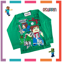 Remera algodón manga larga estampa clásica de personajes: Minecraft - comprar online