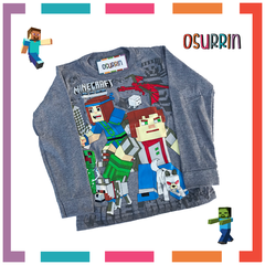 Remera algodón manga larga estampa clásica de personajes: Minecraft - tienda online