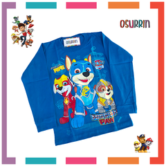 Remera algodón manga larga estampa clásica de personajes: Paw Patrol / Patrulla Canina / Chase / Marshall / - tienda online