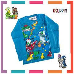 Remera algodón manga larga estampa clásica de personajes: Plantas vs Zombies - comprar online