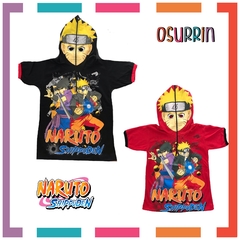 Remera de algodón con máscara NARUTO y estampa de Personajes. T4 al 14.