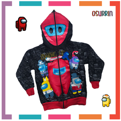 CAMPERA DOBLE FRISA CAPUCHA CON MÁSCARA Y BOLSILLOS. AMONG US T4 AL 12.