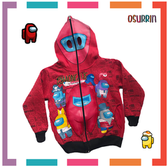 CAMPERA DOBLE FRISA CAPUCHA CON MÁSCARA Y BOLSILLOS. AMONG US T4 AL 12. - OSURRIN