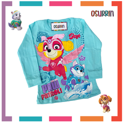 Imagen de Remera algodón manga larga estampa clásica de personajes: Skye - Everest - Paw Patrol - Patrulla Canina