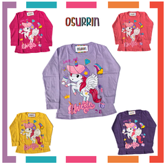 Remera algodón manga larga estampa clásica de personajes: Unicornio
