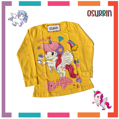 Remera algodón manga larga estampa clásica de personajes: Unicornio en internet