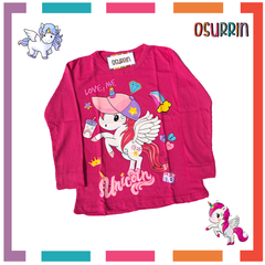 Remera algodón manga larga estampa clásica de personajes: Unicornio - OSURRIN
