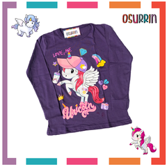 Imagen de Remera algodón manga larga estampa clásica de personajes: Unicornio